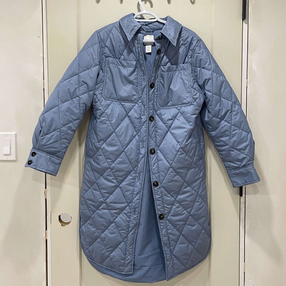 H&M Blue Quilted Long Jacket